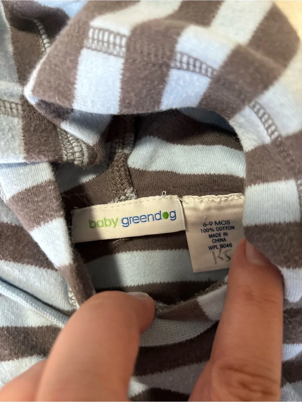 Vintage Y2K greendog Blue Plush Overalls with Brown & Blue Striped Hoodie 6-9 mo